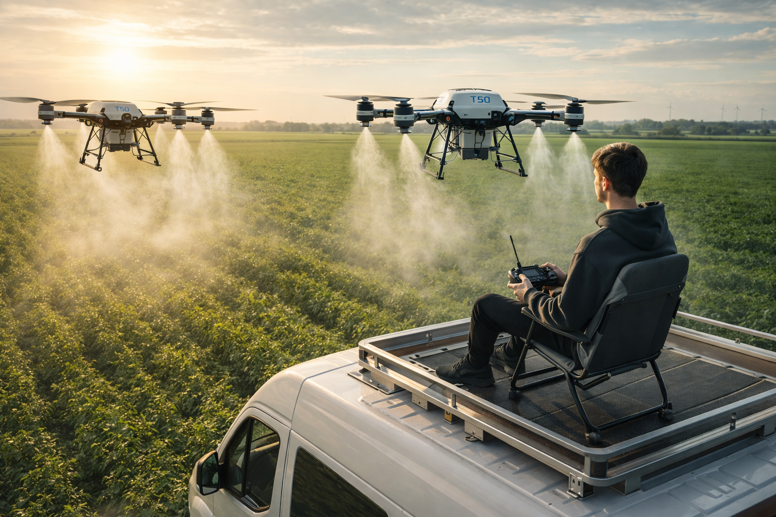 Обприскування полів агродроном